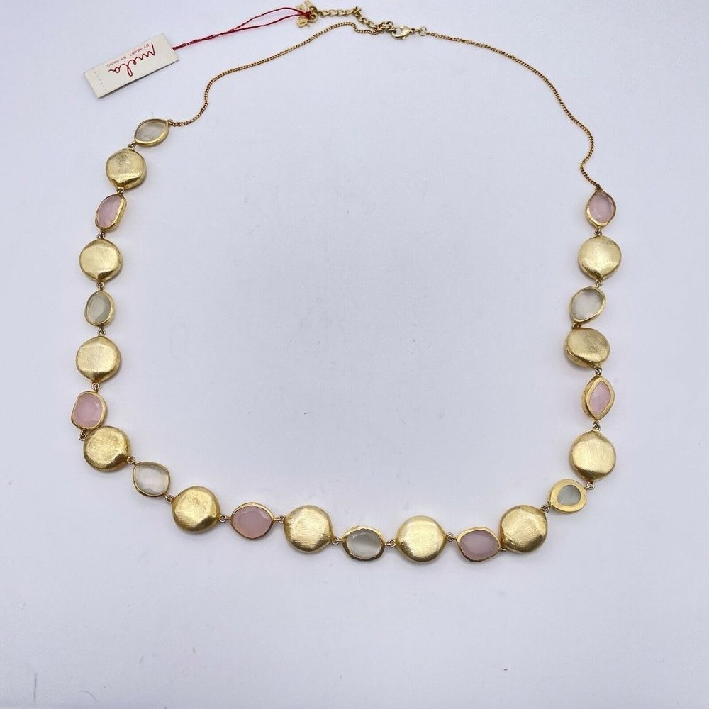 NWT Mela Artisans 14k Gold Filled Necklace Rose Quartz Moonstone